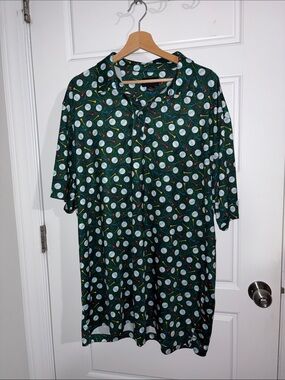 Green Golf Ball Print Polo Shirt